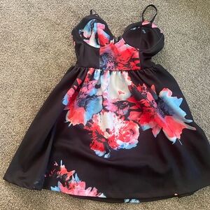 Medium Material Girl Black Satin Floral Dress